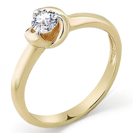 Кольцо, золото, бриллиант, желтый, 1-104-739